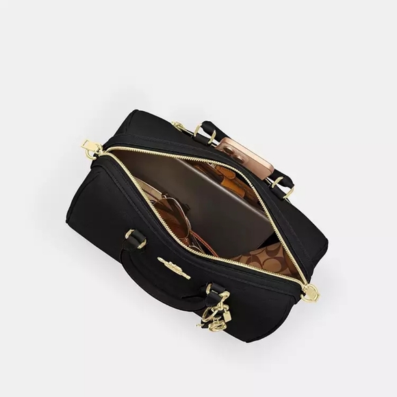 New! Coach Large Rowan Satchel In Signature Leather In Gold/Black (Only 1 Left!) - Picture 6 of 12